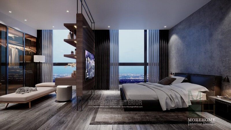 Mẫu giường ngủ hiện đại đơn giản kết hợp ga màu trắng tạo vẻ đẹp huyền bí và sang trọng